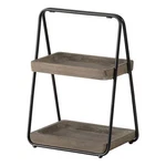 Benjara Nick 19" 2 Tier Decorative Tray Stand- Black Iron Frame- Gray Wood. Fixed Price $154.99.