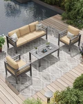 4PC Aluminum Patio Furniture Set, 5 Seats Outdoor W/coffee Table. Fixed Price $559.99.