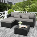 3 Pieces Patio Furniture Set Outdoor Sectional Wicker Seat. Fixed Price $230.00.