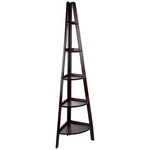 100% Solid Wood 5-SHELF Ladder Bookcase, Corner, 72"H, Espresso. Fixed Price $94.32.