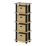 Furinno Turn-n-tube Engineered Wood 4-BINS System Rack Oak/black. Fixed Price $43.69.