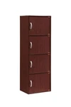 Hodedah Import 4-SHELF Bookcase Cabinet, Mahogany. Fixed Price $90.78.