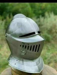 18GAUGE Medieval Renaissance Closed Knight Helmet - Polished Steel Mid Century. Fixed Price $140.99.