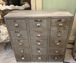 Aafa Antique 15 Original Paint Drawer Apothecary Cabinet Grey Wood Multi. Fixed Price $229.00.
