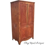 Antique Old Red Paint Cupboard Cabinet Primitive Softwood Jelly Milk Country 19T. Fixed Price $1395.00.