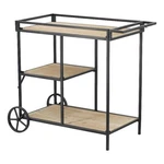 Benjara 32" Bar Cart- Tiers- Fir Wood Shelves- Iron Frame- Black/brown. Fixed Price $303.99.