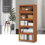 32" Bamboo Flip-up Acrylic Doors Bookshelf Storage Cabinet Display Rack Bookcase. Fixed Price $52.68.