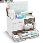 Qiyvlos Desk Organizer With 3 Drawer, Multi-functional Pencil B Size, White. Fixed Price $23.16.