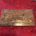 Vtg Persian Indo Indian Marquetry Inlay Rosewood Panel Rectangle Shepherd. Fixed Price $23.00.