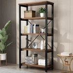 5 Tier Industrial Solid Wood Bookshelf, Open Etagere Bookcase With Metal Fram.... Fixed Price $324.85.
