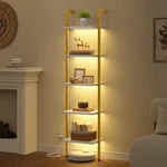Tajsoon 5 Tier Ladder Shelf Light Wooden Wall Mounted Book. Fixed Price $137.91.