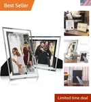 Contemporary 5X7 Glass Frames - Set Of 2 With Vertical And Horizontal Options. Fixed Price $25.99.