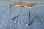 Mid Century Modern Bauhaus Thonet Chrome Tubular Steel & Maple Cube End Table. Fixed Price $329.99.