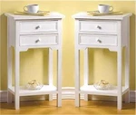 Set Of 2 * White Cedar Wood Side-end-night Tables Drawers-shelf Nib. Fixed Price $190.89.