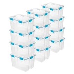 Sterilite 80-QT Clear Plastic Stackable Storage Bin W/ Gasket Latch Lid, 12 Pack. Fixed Price $314.97.