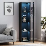 Modern Tall Display Cabinet Storage Bookcase With Strip Lamp Glass Shelves Door. Fixed Price $189.99.