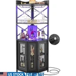 Corner Wine Cabinet Charging Station Led Rgb Light Storage Home Bar Furniture Us. Fixed Price $265.99.