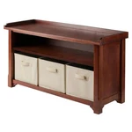 Winsome Verona Storage Solid Wood Bench With 3 Foldable Baskets - Walnut. Fixed Price $198.66.