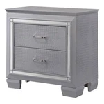 Benjara Two Drawer Wooden Nightstand With Textured Details & Mirror Accents-gray. Fixed Price $389.99.