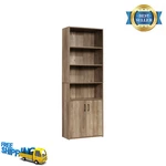 Mainstays 5-SHELF Bookcase With Doors, Weathered Oak Storage Cabinet, Wood. Fixed Price $77.99.