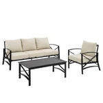 Crosley Furniture Kaplan 3 Piece Metal Outdoor Sofa Set In Oatmeal. Fixed Price $1138.99.