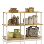 Furinno Turn-n-tube Wood 3-TIER Double Size Storage Display Rack Natural. Fixed Price $93.37.