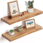 Fun Memories Floating Shelves For Wall, 24"X9.3" Solid Wood Live Edg.... Fixed Price $167.75.