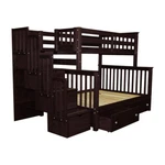 Tena Solid Wood Bunk Beds With Stairway & 2 Under Drawers, Full Over. Fixed Price $990.00.