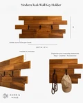 Teak Wood Wall Coat Rack Modern Entryway Key Holder Black Metal Hooks. Fixed Price $65.00.