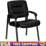 Executive Side Chair Padded Arms Leather Upholstery Office Reception Furniture. Fixed Price $193.50.
