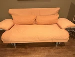 Ligne Roset Multy Sofa Bed With Arms In Orange West Elm Burnt Chair. Fixed Price $1500.00.
