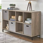 Bookcase Muti-use Tv Stand 8-CUBE Storage Organizer With Metal Base Rustic Gray. Fixed Price $127.94.