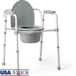3 1 Folding Commode Chair Adjustable Height Portable Toilet Aid Steel Frame. Fixed Price $63.98.