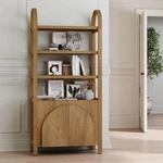 Boho Iris 3-TIER Solid Wood Bookshelf With Cabinet Light Brown Finish. Fixed Price $637.99.