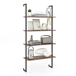 Costway 4-TIER Ladder Shelf Industrial Wall W/ Metal Frame Rustic Brown. Fixed Price $49.99.