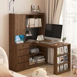 Modern Shaped Computer Desk With Bookshelf Led Light Storage Drawers Shelves. Fixed Price $239.99.