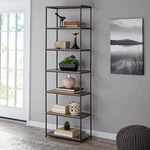 Mainstays Metal Frame 6 Shelf Bookcase, Brown/black. Fixed Price $106.37.