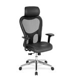 Lorell High-back Executive Chair, 25"W X23-5/8"D 53"H, Black Leather Seat/mesh. Fixed Price $320.00.