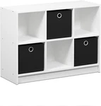 Stylish 3X2 Cube Storage Bookcase With Bins - White/black Organizer. Fixed Price $93.99.