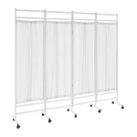 White Medical Privacy Screen Folding 4 Panel Room Divider Curtains With 8 Wheels. Fixed Price $87.69.