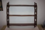Vintage Mahogany Wood 3 Tier Wall Shelf Carved Fretwork Dbl Plate Ridge Butler. Fixed Price $95.99.