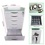 5 Drawer Mobile Storage Cabinet, Glass Countertop Stainless Steel Medical. Fixed Price $451.00.