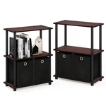 Furinno Go Green 3-TIER Shelf With Bins, 2-PACK, Dark Cherry/black. Fixed Price $92.18.
