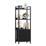 Gianna 4 Tier Bookshelf With Drawer, Tall Narrow Bookcase Storage Organizer, Woo. Fixed Price $38.00.
