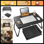 Foldable Laptop Bed Desk Tray With Cup Holder & Tablet Slot - Portable. Fixed Price $53.99.