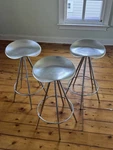 Set Of Three Authentic Jamaica Stools By Pepe Cort For Amat Made Spain. Fixed Price $1800.00.