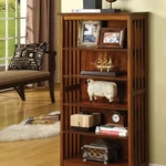 5 Tier Wooden Mission Style Bookshelf Bookcase Walnut Color. Fixed Price $199.00.