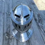 Medieval Renaissance Closed Knight Helmet - Polished 18 Gauge Steel Mid Century. Fixed Price $157.92.