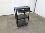 Uline H4607 Mobile Workstation Computer Cart W/power Strip 26X20"X 29-42"H Black. Fixed Price $74.99.