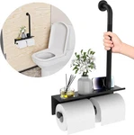 Bathroom Grab Bar With Shower Shelves, Black Toilet Paper Holder 3 In 1. Fixed Price $50.39.